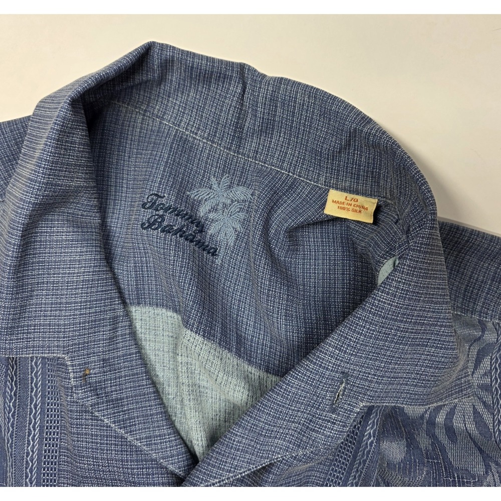 Tommy Bahama Mens Size L 100% Silk Short Sleeve Button Hawaiian Camp Shirt